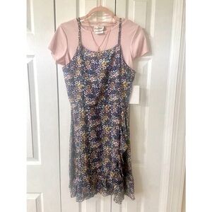 Rare Editions Girls Blue Floral Dress Size 16 NWT